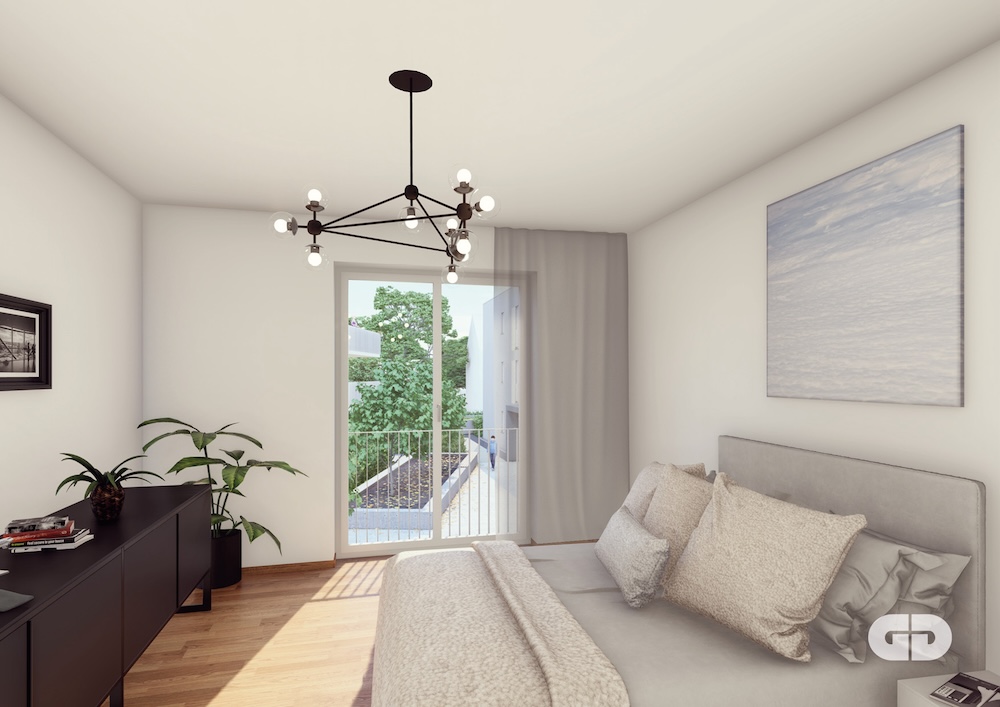 Visualisierung Schlafzimmer Eigentumswohnung Bernhardswald bei Regensburg