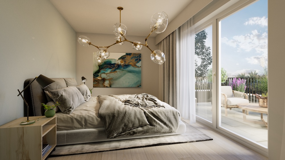 Visualisierung Schlafzimmer Eigentumswohnung Bernhardswald bei Regensburg