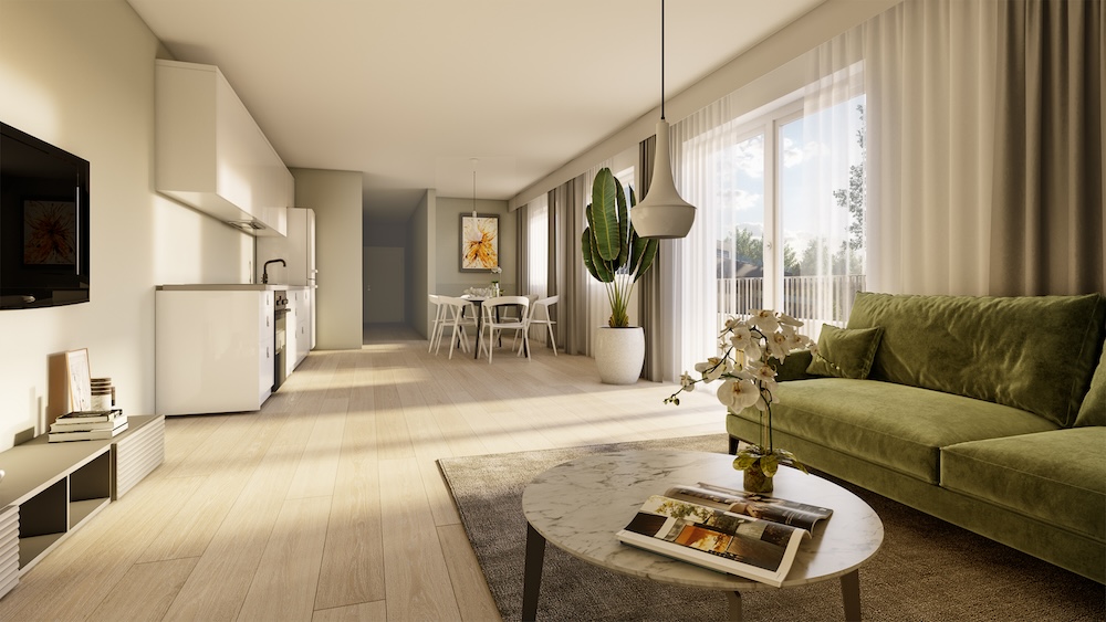 Visualisierung Wohnzimmer Eigentumswohnung Bernhardswald bei Regensburg